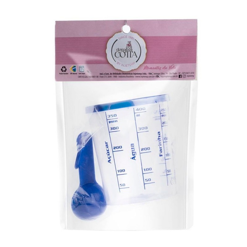 Kit Copo De Medida + Colheres Medidoras De Plástico 400 ML