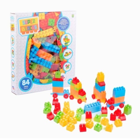 Super Blocos De Montar Com 84 Peças Coloridas infantil