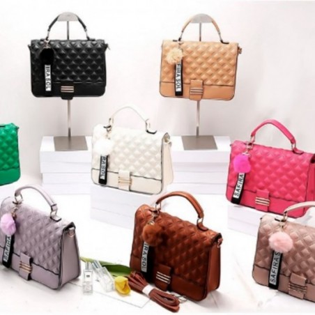Bolsa Feminina Quadrada Transversal Elegante Com Pompom