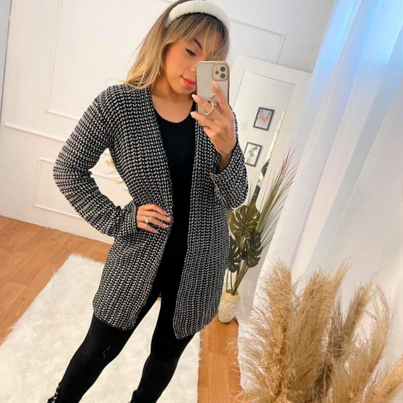 Casaco Cardigan Longo Em Trico Feminino