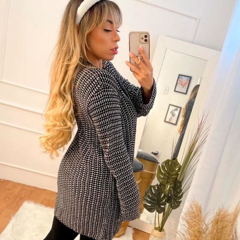 Casaco Cardigan Longo Em Trico Feminino