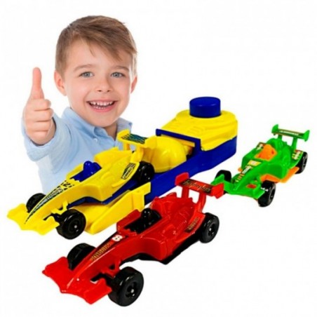 Kit Lança Carrinho De Corrida Com 5 Peças Colorido Brinquedo