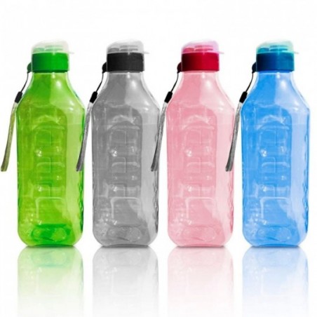 Garrafa Squeeze Pet Quadrada Com Tampa E Alça 750ml