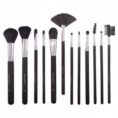 Kit Com 12 Pincéis De Maquiagem Macrilan Profissional