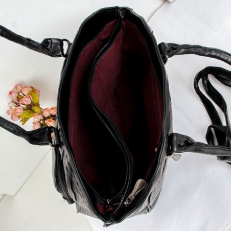 Bolsa De Ombro Grande Feminina Em Alto Relevo E Tressê