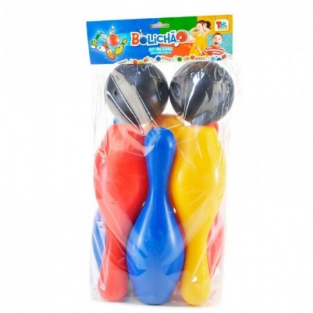 Brinquedo Jogo Boliche Infantil 6 Pinos E 2 Bolas Colorido