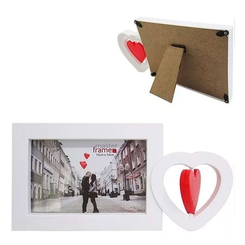 Porta Retrato Com Coração 10x15 Cm Para Foto De Plástico
