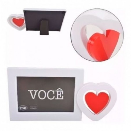 Porta Retrato Com Coração 10x15 Cm Para Foto De Plástico