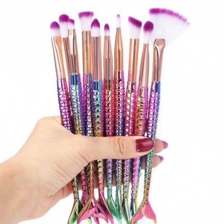 Kit 4 Pincéis Maquiagem Cabo De Sereia Sombra Blush Pó