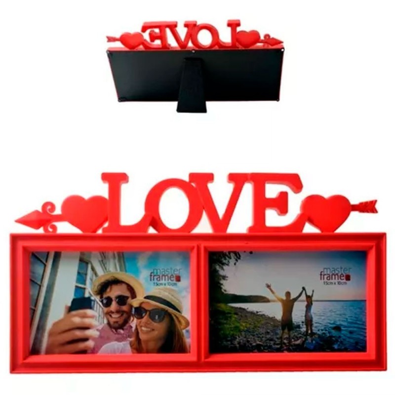 Porta Retrato Duplo Love Decorativo 10x15 Cm Colors