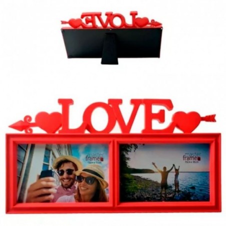 Porta Retrato Duplo Love Decorativo 10x15 Cm Colors
