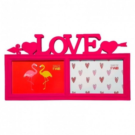 Porta Retrato Duplo Love Decorativo 10x15 Cm Colors