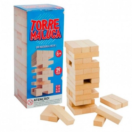 Jogo Torre Maluca 40 Peças De Madeira Diversão Infantil