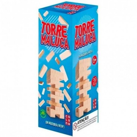 Jogo Torre Maluca 40 Peças De Madeira Diversão Infantil