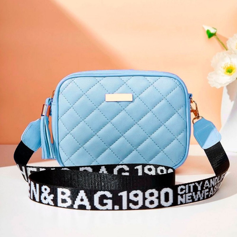 Bolsa Transversal Feminina Quadrada Acolchoada Em Matelassê