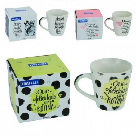Caneca De Porcelana Com Frases Cônica 300 ML Fratelli