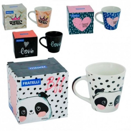 Caneca De Porcelana Decorada Cônica 300 ML Fratelli