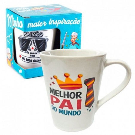 Caneca De Porcelana Estampa Pai 250 ML Com Caixa Presente