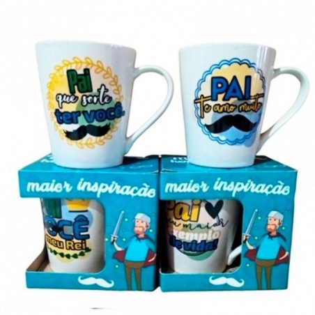 Caneca De Porcelana Estampa Pai 250 ML Com Caixa Presente