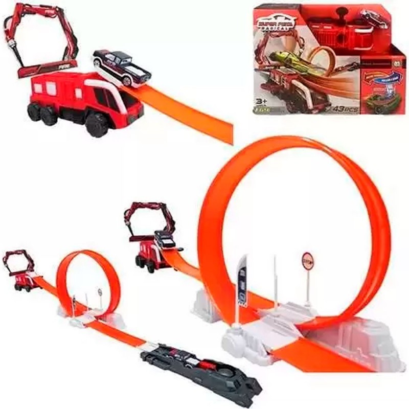 Super Pista Corrida Radical Com Carrinhos 43 Peças Infantil