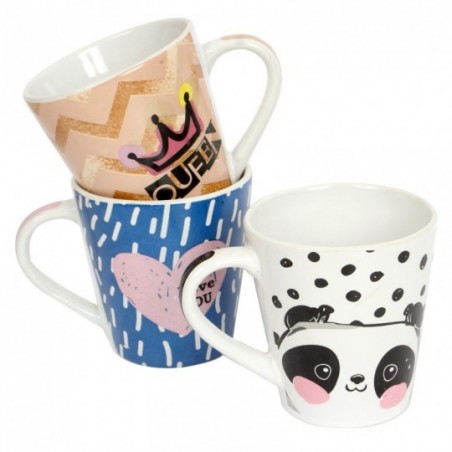 Caneca De Porcelana Decorada Cônica 300 ML Fratelli