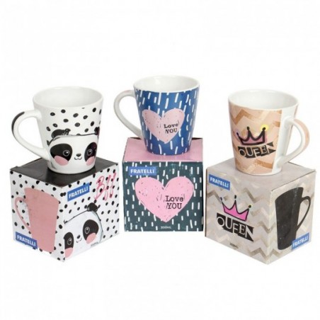 Caneca De Porcelana Decorada Cônica 300 ML Fratelli