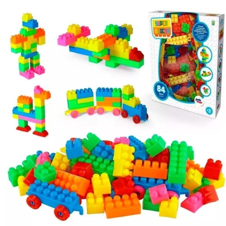Super Blocos De Montar Com 84 Peças Coloridas infantil