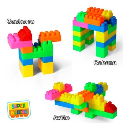 Super Blocos De Montar Com 84 Peças Coloridas infantil