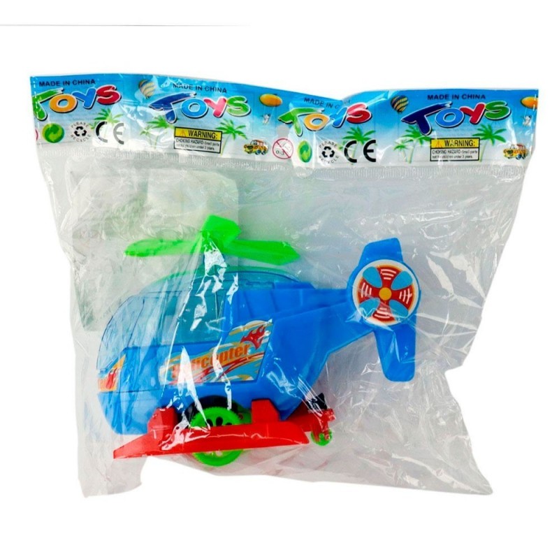 Helicóptero Infantil De Plástico A Corda Colorido 15 Cm