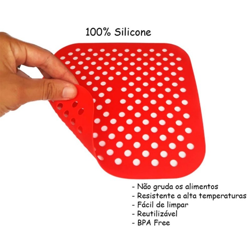 Forro Protetor Para Air Fryer 19 Cm Fritadeira De Silicone Quadrado