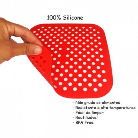 Forro Protetor Para Air Fryer 19 Cm Fritadeira De Silicone Quadrado