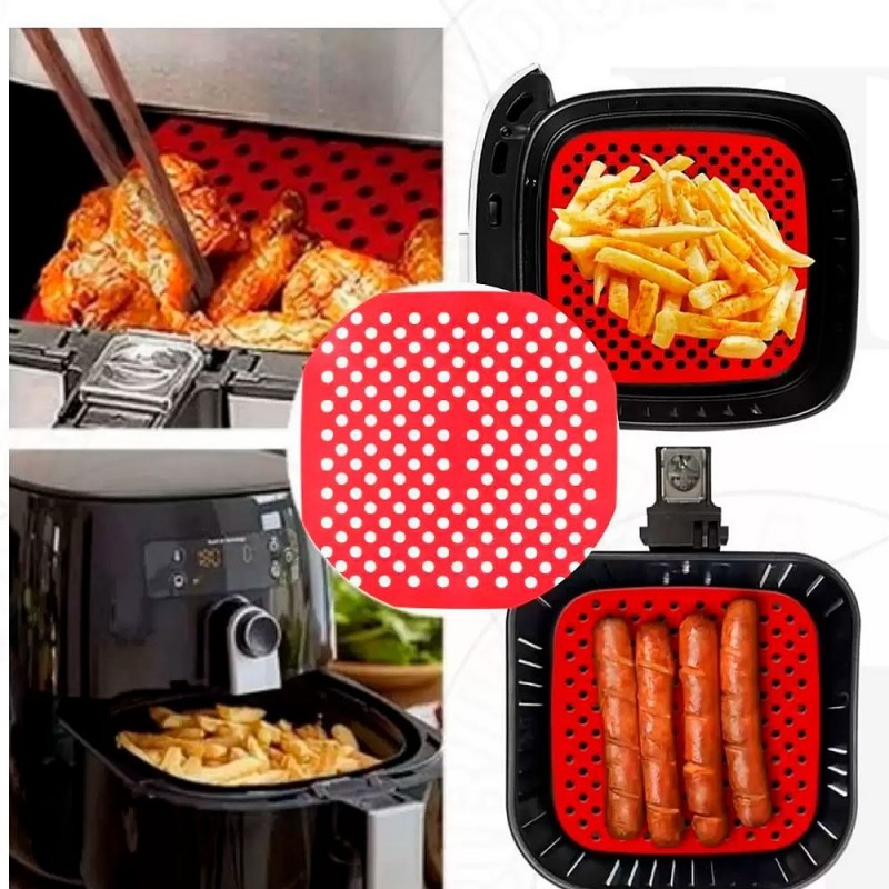 Forro Protetor Para Air Fryer 19 Cm Fritadeira De Silicone Quadrado