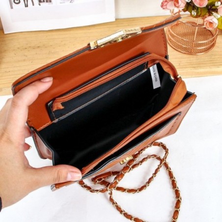 Bolsa Estruturada Feminina Transversal Social Com Alça Corrente