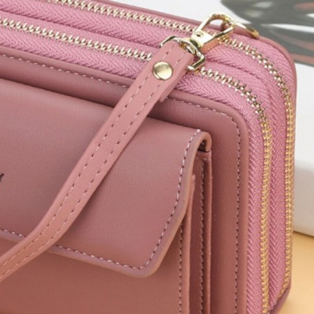 Bolsa Carteira Feminina Transversal Com 2 Divisórias Porta Celular