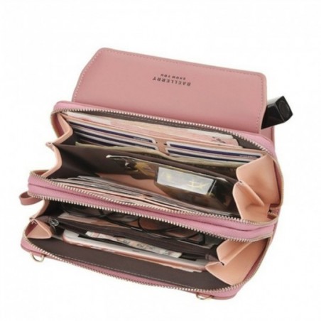 Bolsa Carteira Feminina Transversal Com 2 Divisórias Porta Celular