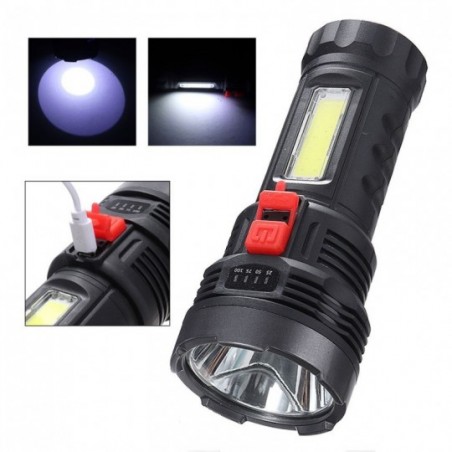Laterna 2 LEDs Recarregável Tática Potente No Atacado