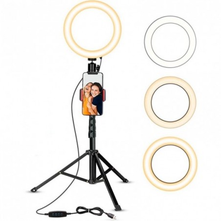 Ring Light Iluminador Com Tripé 8" Polegadas Suporte De Celular