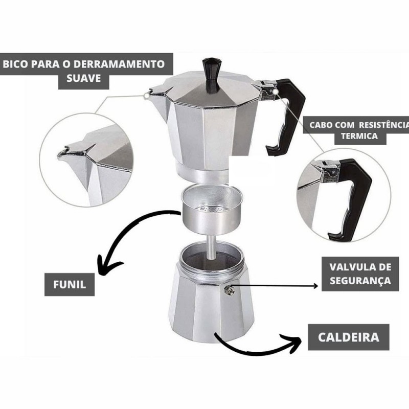 Cafeteira Italiana Expressa Moka 150ml Para 3 Xícaras