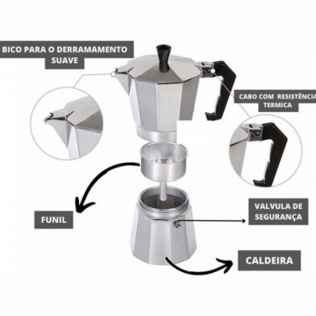 Cafeteira Italiana Expressa Moka 150ml Para 3 Xícaras