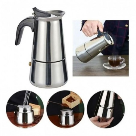 Cafeteira Italiana Moka 200 Ml Em Aço Inox Para 4 Xícaras