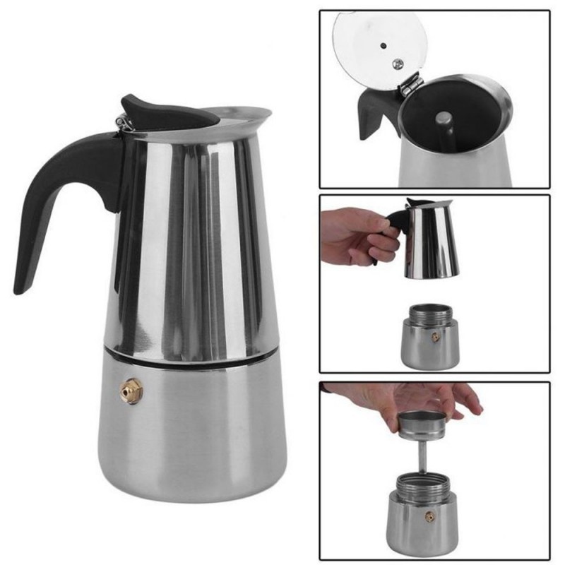 Cafeteira Italiana Moka 200 Ml Em Aço Inox Para 4 Xícaras
