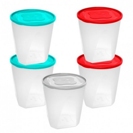 Kit 5 Potes Multiuso Mantimento Com Tampa 600Ml Jaguar