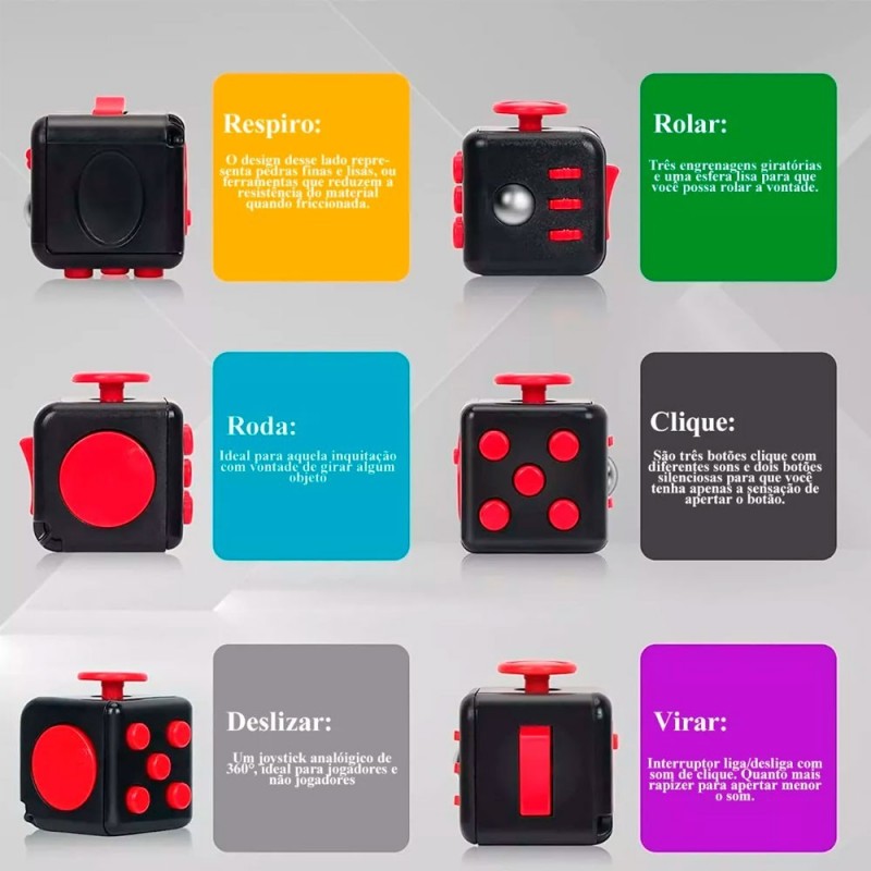 Mini Cubo Anti Stress Controla Ansiedade Sensorial Fidget Cube