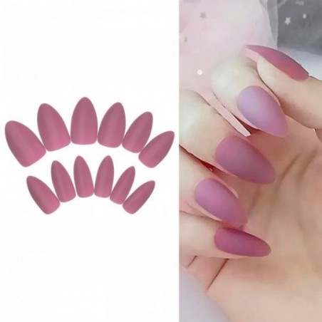 Kit Unhas Postiças Foscas Matte 12 Peças Médias Alto Reutilizáveis