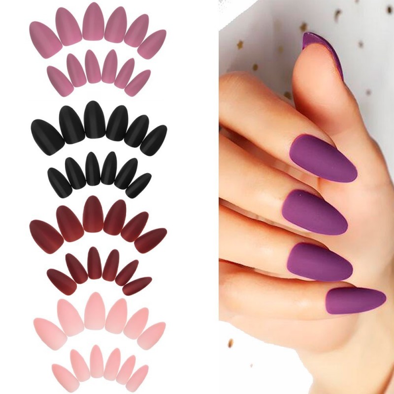Kit Unhas Postiças Foscas Matte 12 Peças Médias Alto Reutilizáveis