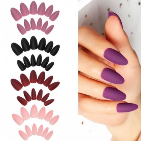 Kit Unhas Postiças Foscas Matte 12 Peças Médias Alto Reutilizáveis