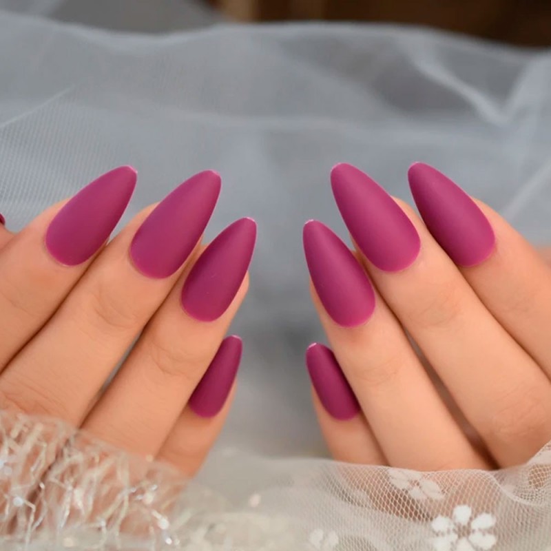 Kit Unhas Postiças Foscas Matte 12 Peças Médias Alto Reutilizáveis