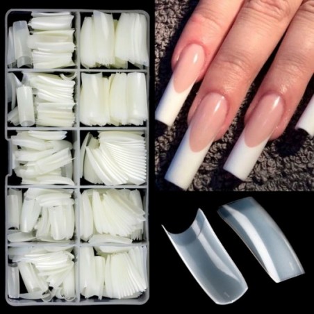 Kit Unhas Postiças Ponteira Tips Leitosa Com 100 Peças No Estojo