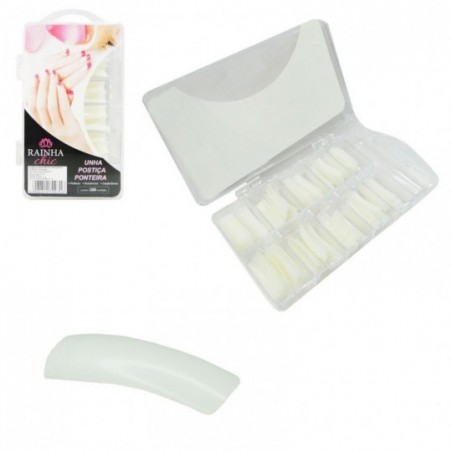 Kit Unhas Postiças Ponteira Tips Leitosa Com 100 Peças No Estojo