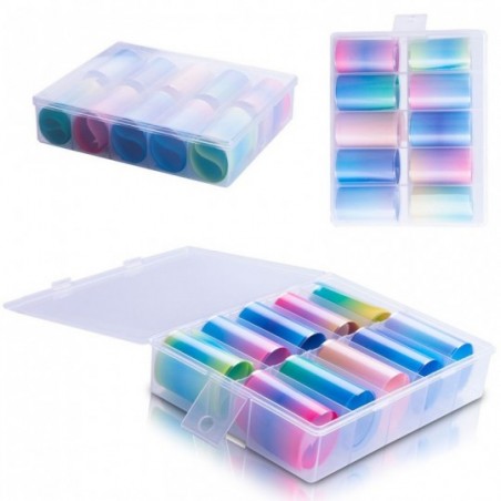 Adesivos Decorativos Para Unhas Degrade Coloridas Foil 10 Peças